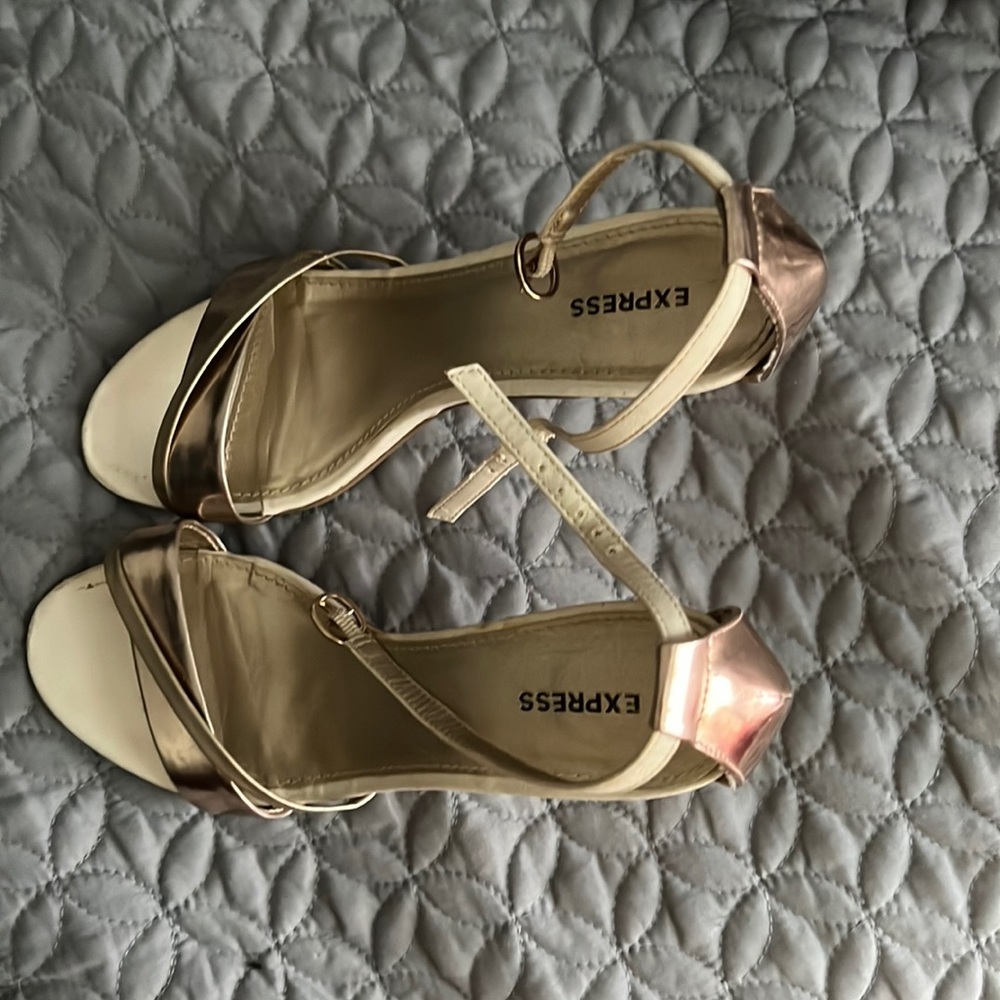 Cream and gold shoes